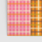 Gingham Patchwork Retro Plaid Check Pattern Pink Orange Moss Poster Gallery Image 3