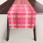 Gingham Patchwork Retro Plaid Check Pattern Pink Orange Moss Table Runner Gallery Image 1