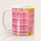 Gingham Patchwork Retro Plaid Check Pattern Pink Orange Moss Coffee Mug Gallery Image 3