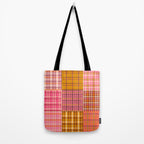 Gingham Patchwork Retro Plaid Check Pattern Pink Orange Moss Tote Bag Gallery Image 2