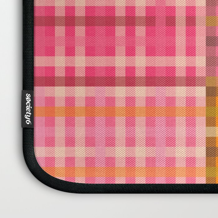 Gingham Patchwork Retro Plaid Check Pattern Pink Orange Moss Laptop Sleeve Gallery Image 3