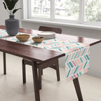Herringbone Pattern - Cream Coral and Teal Table Runner Gallery Image 2