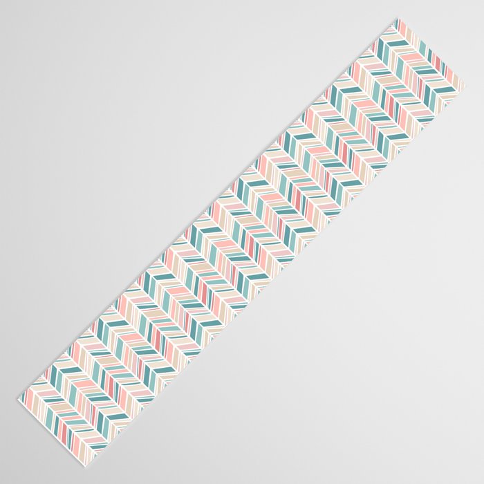 Herringbone Pattern - Cream Coral and Teal Table Runner Gallery Image 3