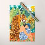 Awaken The Tiger Within Illustration, Wildlife Nature Wall Decor, Jungle Human Nature Connection Wrapping Paper Gallery Image 1