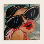 Summertime Girl with Big Black Glasses  Wood Wall Art Gallery Image 1