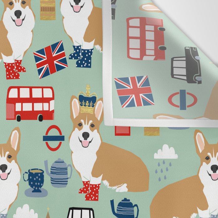 Welsh Corgi london england pattern cute corgis in britain dog breeds by pet friendly Wall Tapestry Gallery Image 3