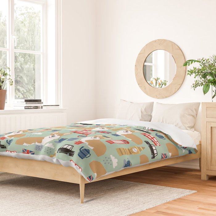 Welsh Corgi london england pattern cute corgis in britain dog breeds by pet friendly Duvet Cover Gallery Image 2