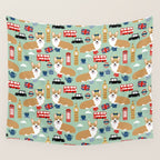 Welsh Corgi london england pattern cute corgis in britain dog breeds by pet friendly Wall Tapestry Gallery Image 4