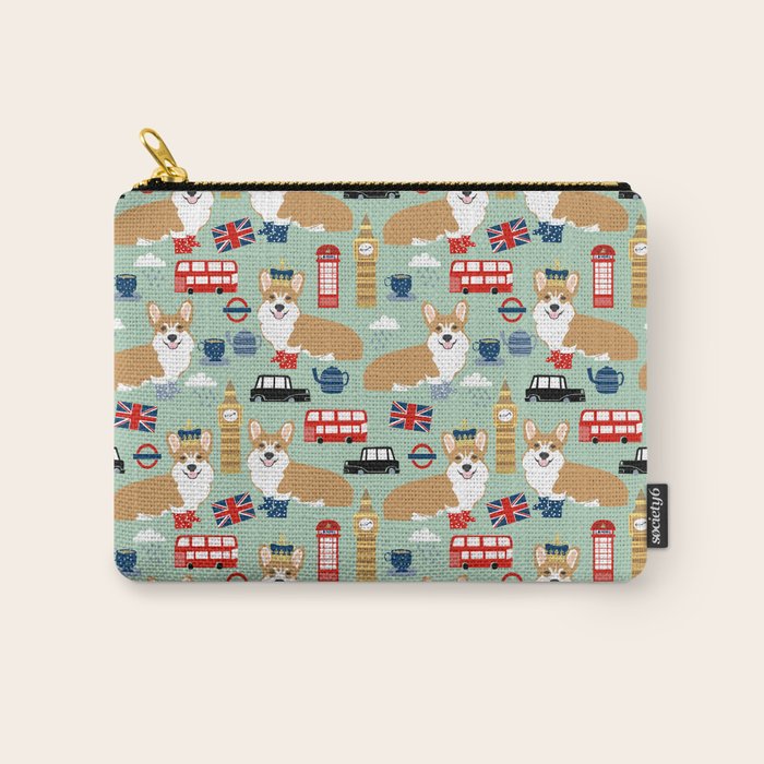 Welsh Corgi london england pattern cute corgis in britain dog breeds by pet friendly Carry All Pouch Gallery Image 1