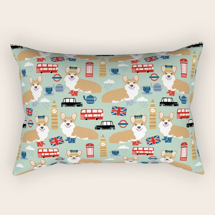 Welsh Corgi london england pattern cute corgis in britain dog breeds by pet friendly Rectangular Pillow Gallery Image 2
