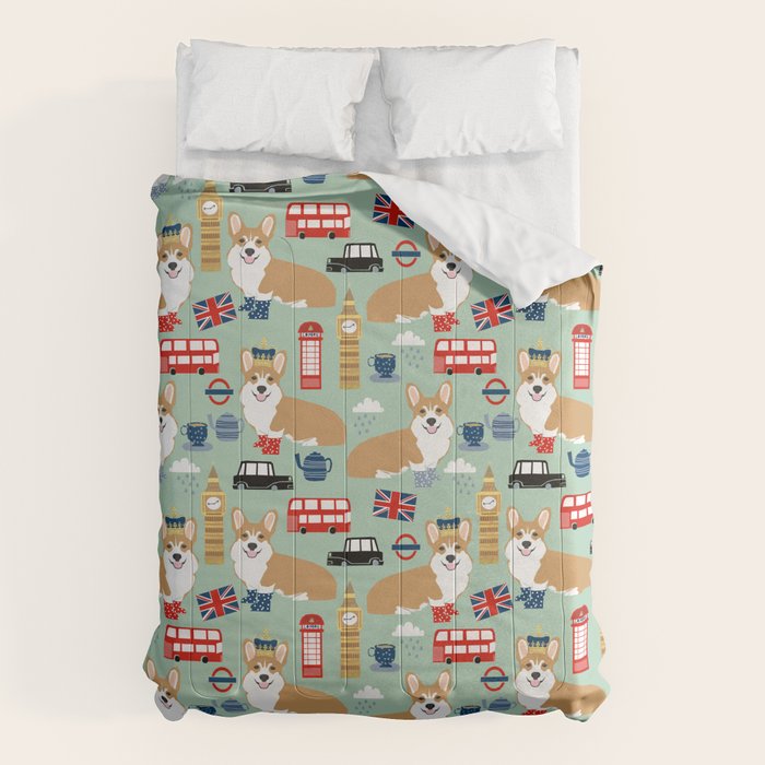 Welsh Corgi london england pattern cute corgis in britain dog breeds by pet friendly Comforter Gallery Image 6