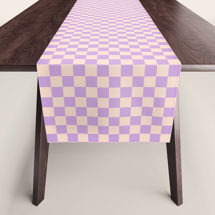Check V - Lilac â Checkerboard Print Table Runner Gallery Image 1