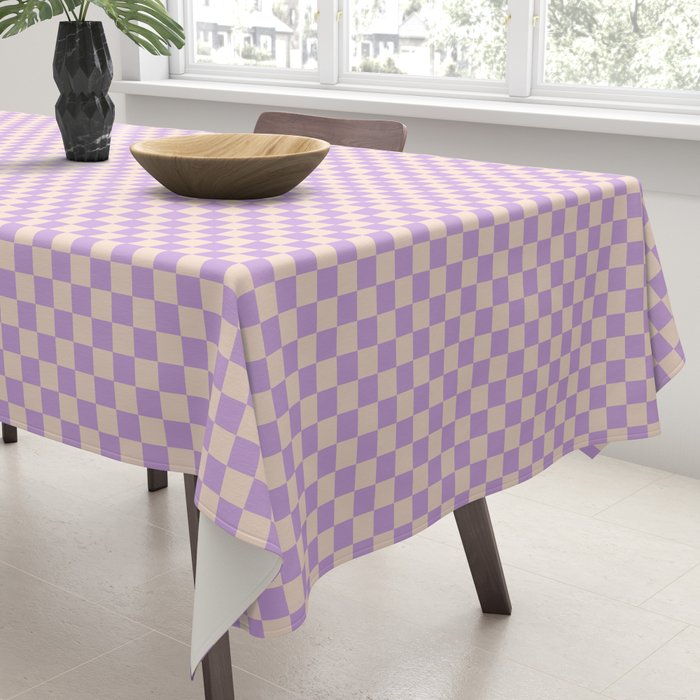 Check V - Lilac â Checkerboard Print Tablecloth Gallery Image 3