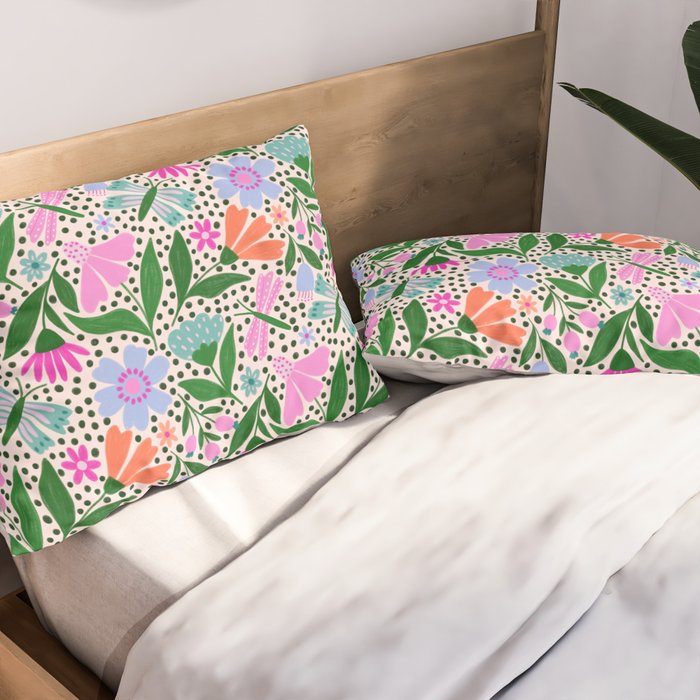 Summery Bright Floral  Pillow Sham Gallery Image 2