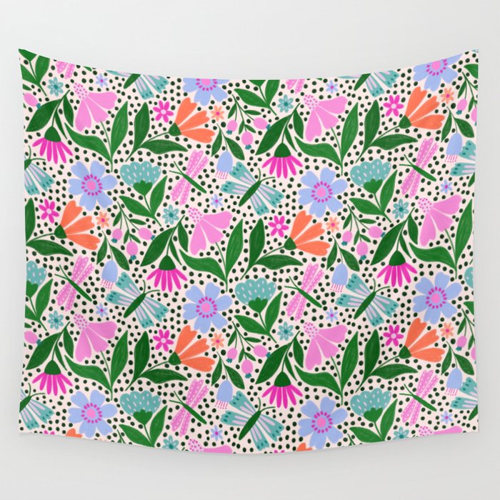 Summery Bright Floral  Wall Tapestry Gallery Image 1
