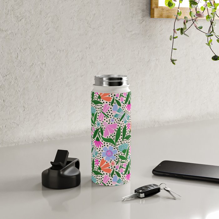 Summery Bright Floral  Water Bottle Gallery Image 4