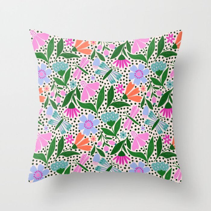 Summery Bright Floral  Throw Pillow Gallery Image 6
