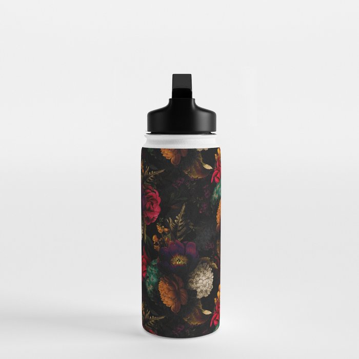 Midnight Hours Dark Vintage Flowers Garden Water Bottle Gallery Image 3