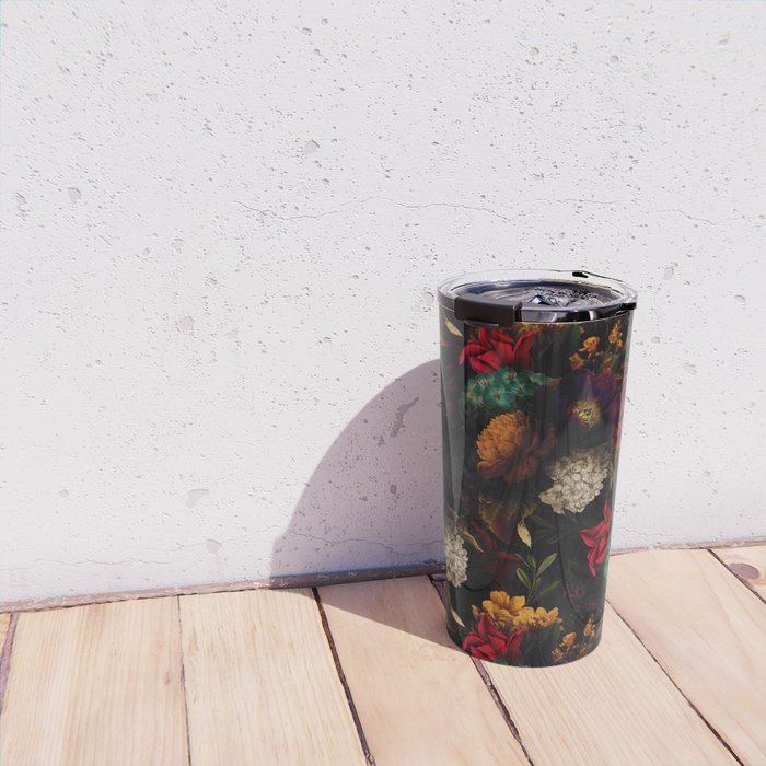 Midnight Hours Dark Vintage Flowers Garden Travel Mug Gallery Image 4