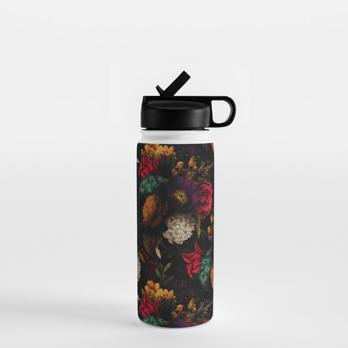 Midnight Hours Dark Vintage Flowers Garden Water Bottle Gallery Image 1