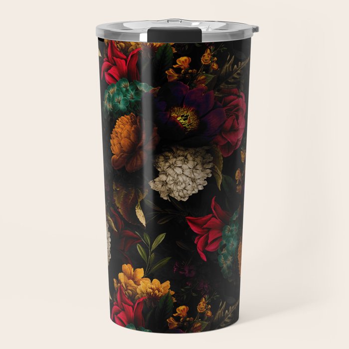 Midnight Hours Dark Vintage Flowers Garden Travel Mug Gallery Image 1