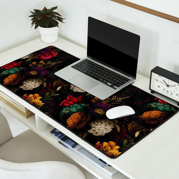 Midnight Hours Dark Vintage Flowers Garden Desk Mat Gallery Image 2