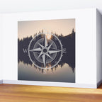 Wooded Lake Reflection Compass Wall Mural Gallery Image 2