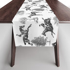 Horse Racing Black and White Toile Pattern  Table Runner Gallery Image 1