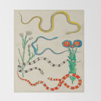 Locupletissimi rerum naturalium - vol. 2 - Albertus Seba Colorful Snake Floral Arrangement Throw Blanket Gallery Image 2