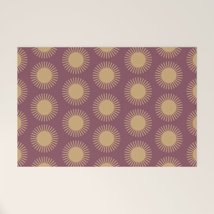Boho Summer Sun Pattern XI Mauve and Neutral Yellow Welcome Mat Gallery Image 1