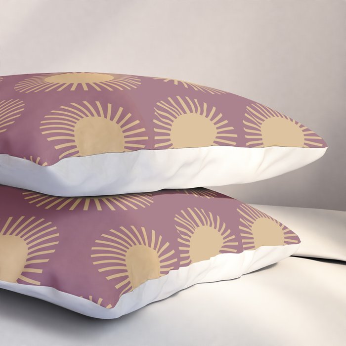 Boho Summer Sun Pattern XI Mauve and Neutral Yellow Pillow Sham Gallery Image 3