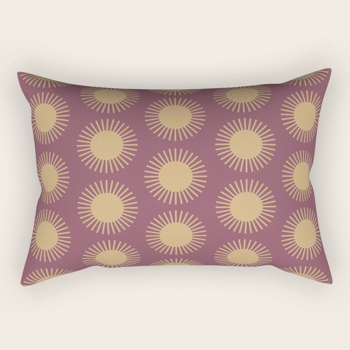 Boho Summer Sun Pattern XI Mauve and Neutral Yellow Rectangular Pillow Gallery Image 1