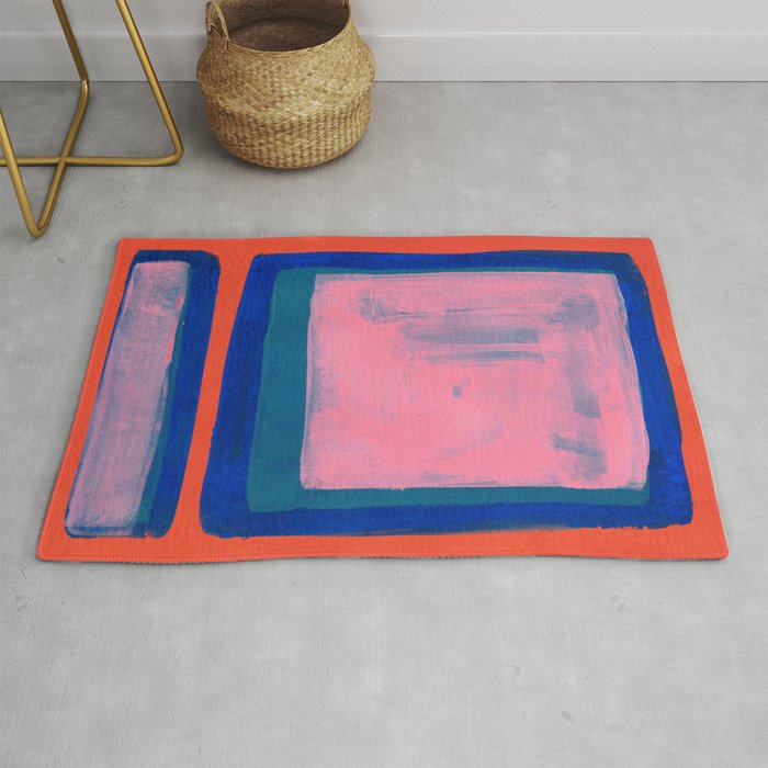 Double Blue Pink Colourfield  Rug Gallery Image 1