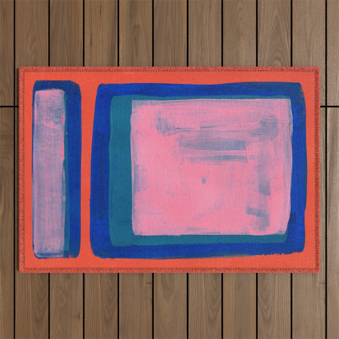 Double Blue Pink Colourfield  Outdoor Rug Gallery Image 1