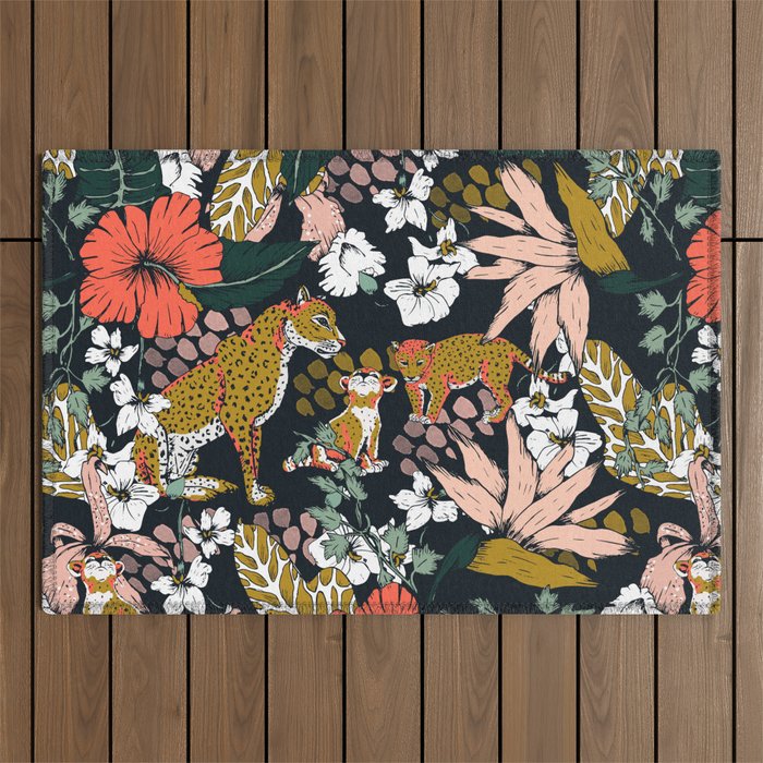 Animal print dark jungle Outdoor Rug Gallery Image 1