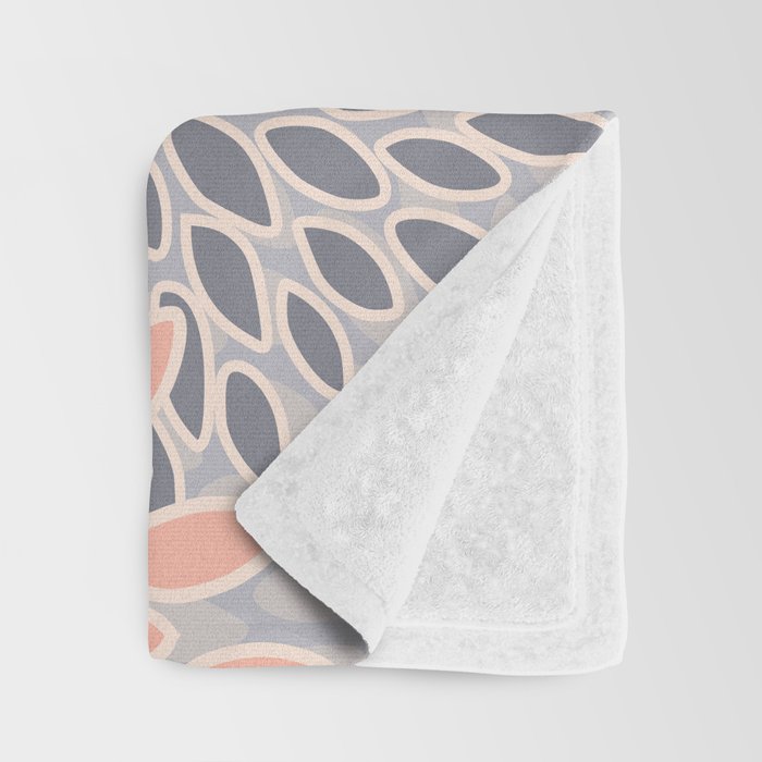 Flowers Abstract Print, Coral, Peach, Gray Throw Blanket Gallery Image 3