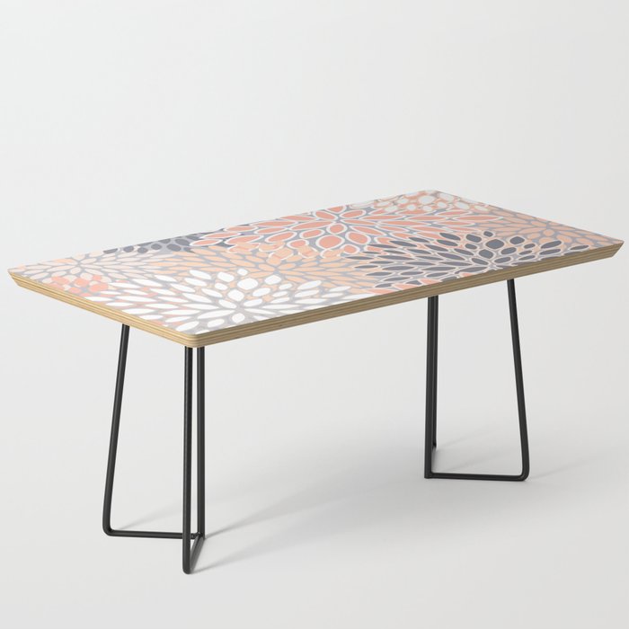 Flowers Abstract Print, Coral, Peach, Gray Coffee Table Gallery Image 1