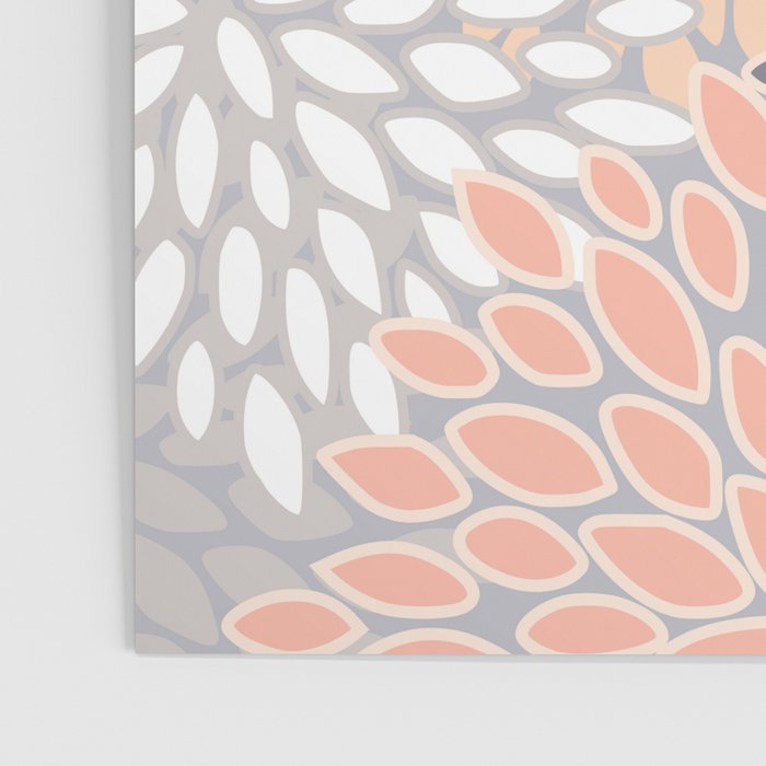 Flowers Abstract Print, Coral, Peach, Gray Poster Gallery Image 3