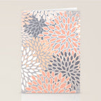 Flowers Abstract Print, Coral, Peach, Gray Stationery Card Gallery Image 2