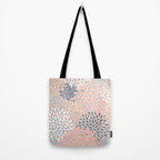 Flowers Abstract Print, Coral, Peach, Gray Tote Bag Gallery Image 2