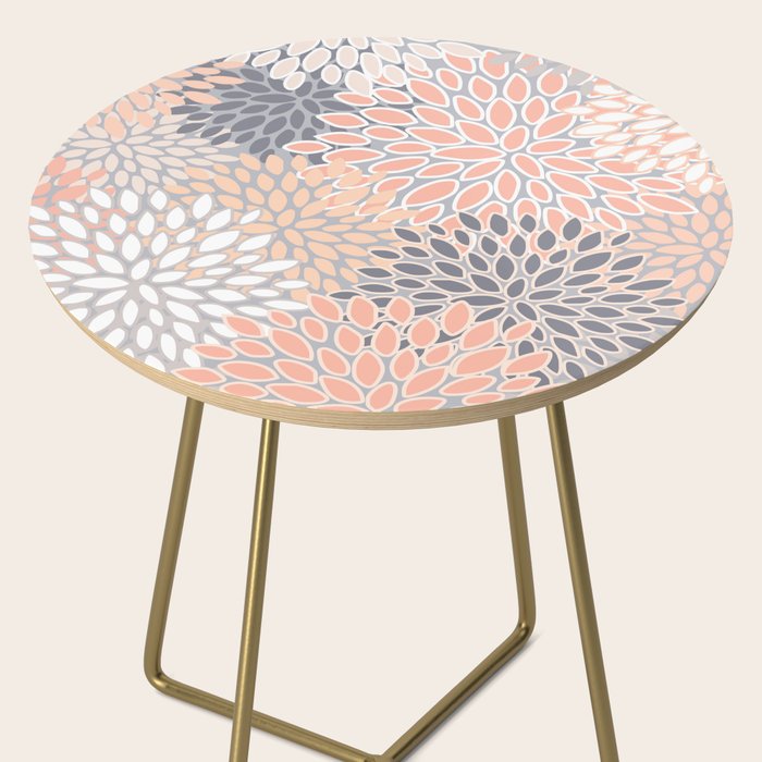 Flowers Abstract Print, Coral, Peach, Gray Side Table Gallery Image 2