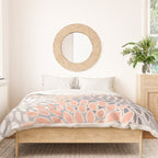 Flowers Abstract Print, Coral, Peach, Gray Duvet Cover Gallery Image 3
