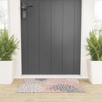 Flowers Abstract Print, Coral, Peach, Gray Welcome Mat Gallery Image 3