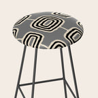 Mid Century Modern Atomic Rings Pattern 233 Black Beige and Gray Stool Gallery Image 2