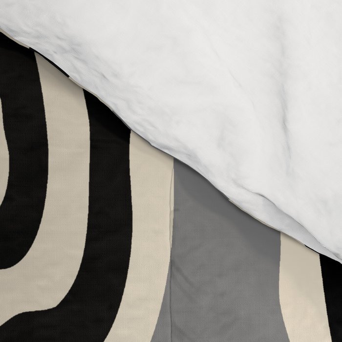 Mid Century Modern Atomic Rings Pattern 233 Black Beige and Gray Comforter Gallery Image 4