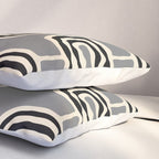 Mid Century Modern Atomic Rings Pattern 233 Black Beige and Gray Pillow Sham Gallery Image 3