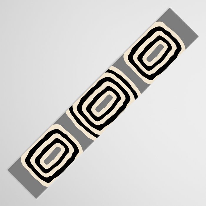 Mid Century Modern Atomic Rings Pattern 233 Black Beige and Gray Table Runner Gallery Image 3