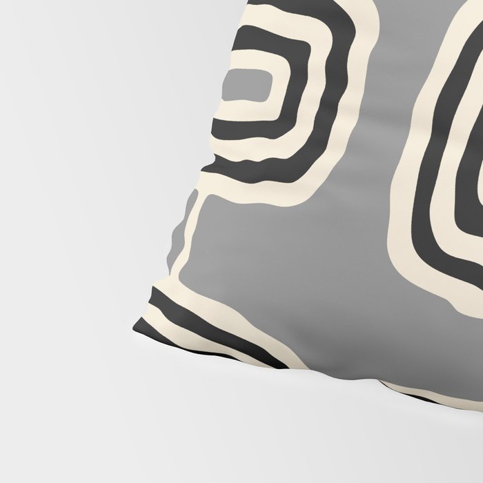 Mid Century Modern Atomic Rings Pattern 233 Black Beige and Gray Pillow Sham Gallery Image 4