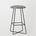 Mid Century Modern Atomic Rings Pattern 233 Black Beige and Gray Stool Gallery Image 1