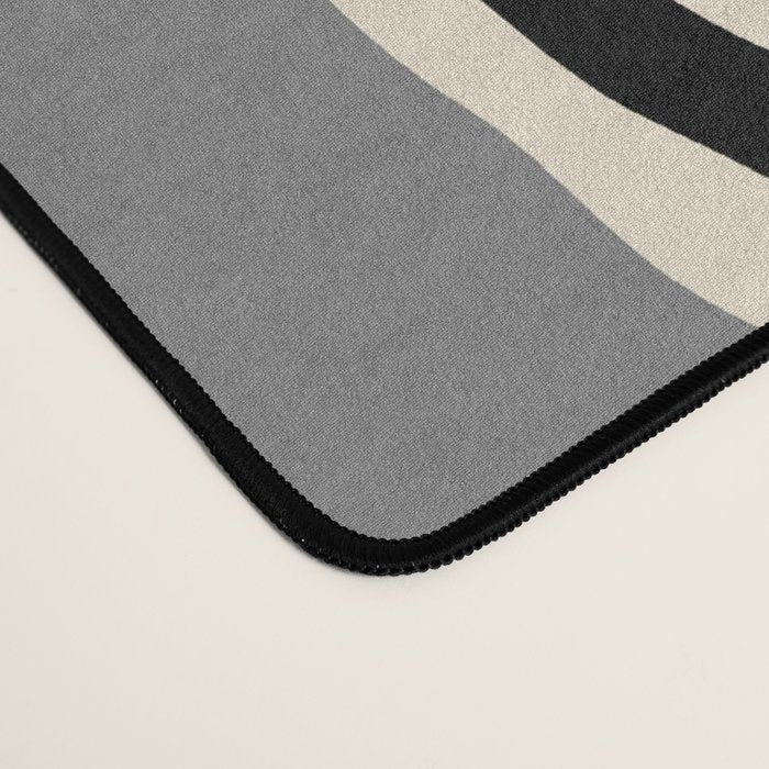 Mid Century Modern Atomic Rings Pattern 233 Black Beige and Gray Desk Mat Gallery Image 4